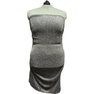 Fashion Nova New Years Eve Party Bodycon Ruched Silver Sparkly Strapless Dress